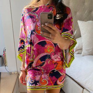 Trina Turk Pink + Lime Green Beach Cover Up